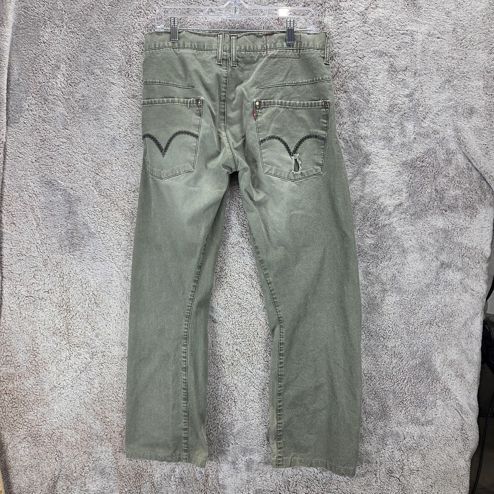 Vintage Levis Engineered Jeans Mens Green Twisted Button Fly Fits 32x30 - Picture 2 of 16